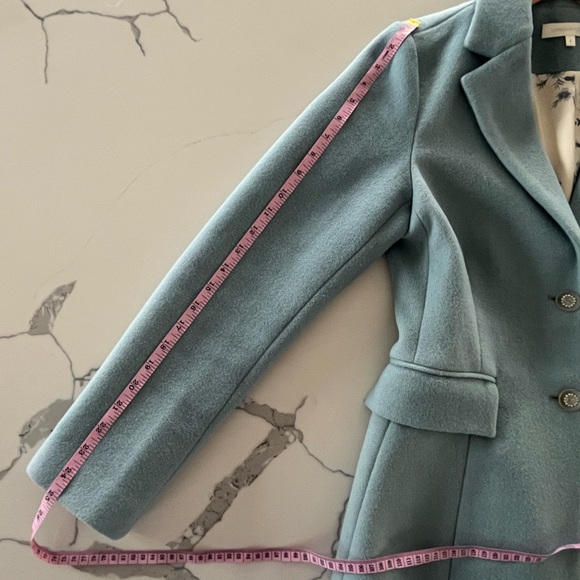 LoveShackFancy Lula Wool Blend Blazer Coat Robin’s Egg Blue - Crystal Buttons- 6 - Picture 14 of 15